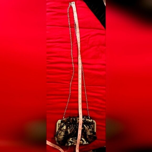 Vintage Silver Glitter Evening Bag W/ Chain Strap By Charlie RSVP - Picture 3 of 6